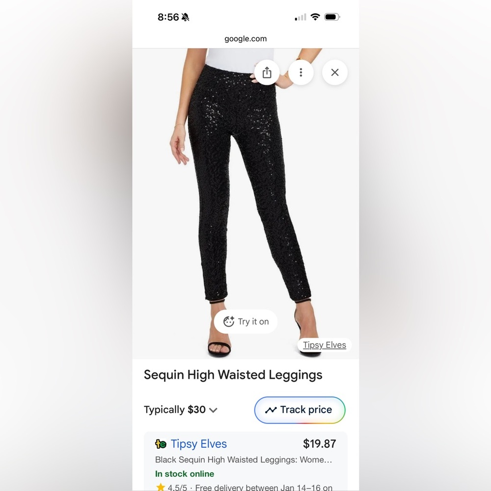 Tipsy Elves Sparkling Black Skinny Pants
